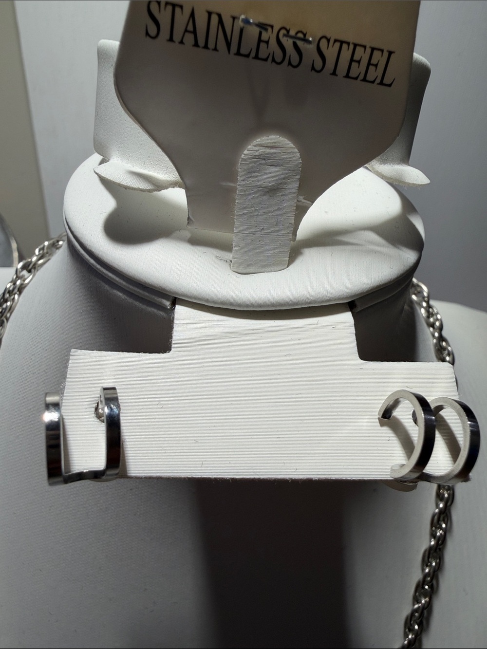 Plunder Stainless Steel Double Hoop Earrings in Silver